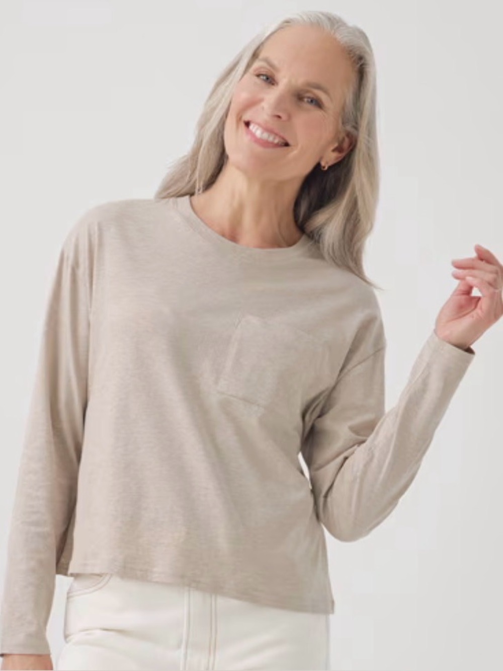 Pact 100% Organic Cotton Women's Softspun Long Sleeve Pocket Tee Small